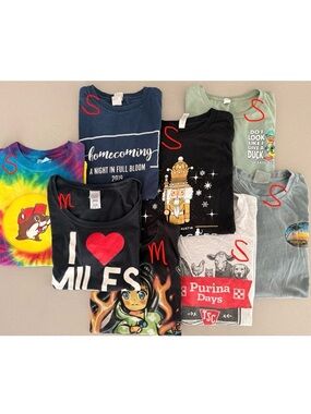 x8 tops Mixed Graphic Tee Lot - Black, Navy, Gray, Green, Tie-Dye